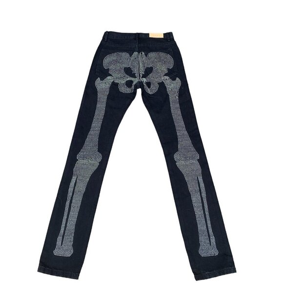 Rare MNML D249 Skeleton Straight Studded Jeans Size 28 Black - Picture 6 of 11